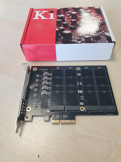 299230 - KALEA-INFORMATIQUE Kartë Kontrolluese M.2 PCIe 3.0 x4, për 4 SSD M.2 NVMe M Key