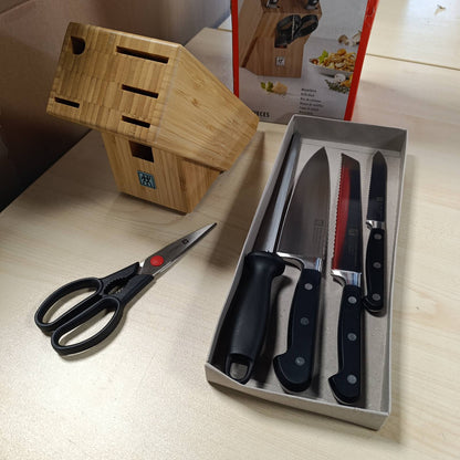 208029 - ZWILLING PROFESSIONAL S, Seti i Bllokut të Thikave dhe Gërshërave, Materiali Çelik Inoks, Dorezët Prej Plastike, Ngjyra e Zezë/Argjendtë, 7 Copë.