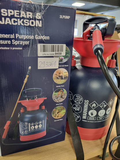 293361 - SPEAR & JACKSON 3LPUMP Spërkatës me Presion për Gjithë Përdorime, 3 Litra, me Pompë dhe Veprim - Amazon Exclusive