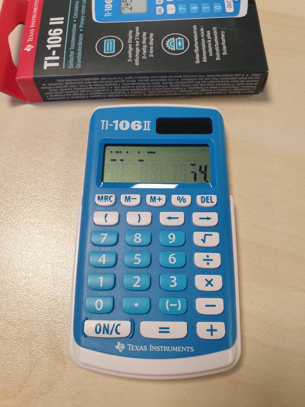 299953 - TEXAS INSTRUMENTS TI-106 II - Kalkulator Shkencor me Energji Diellore, xhepi, katër operacione bazë, en/GR/DE/FR