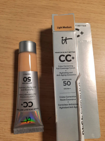 300865 - IT COSMETICS Krem CC SPF50+, krem korrektues me mbulim të lartë, nuancë e çelët dhe e mesme, 12 ml