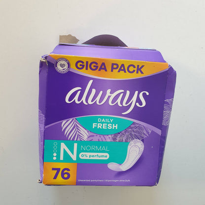 301470 - MBROJTËSE DITORE ALWAYS DAILY FRESH NORMAL, 76 COPË, 0% AROMË, PËR FRESKI DHE MBROJTJE