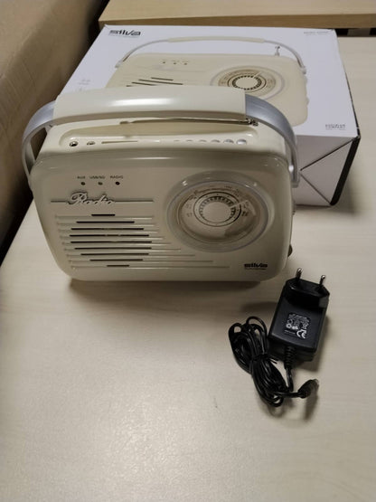 299465 - SILVA-SCHNEIDER Mono 1965, radio portative, funksionon me rrjet elektrik ose me bateri, ngjyrë bezhë