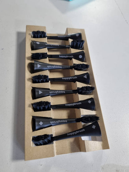 301931 - HAPPYBRUSH Koka Furçash Zëvendësuese të Qëndrueshme për Furçën Elektrike Eco VIBE 3 Sonic - E tëra e Zezë - 9 copë