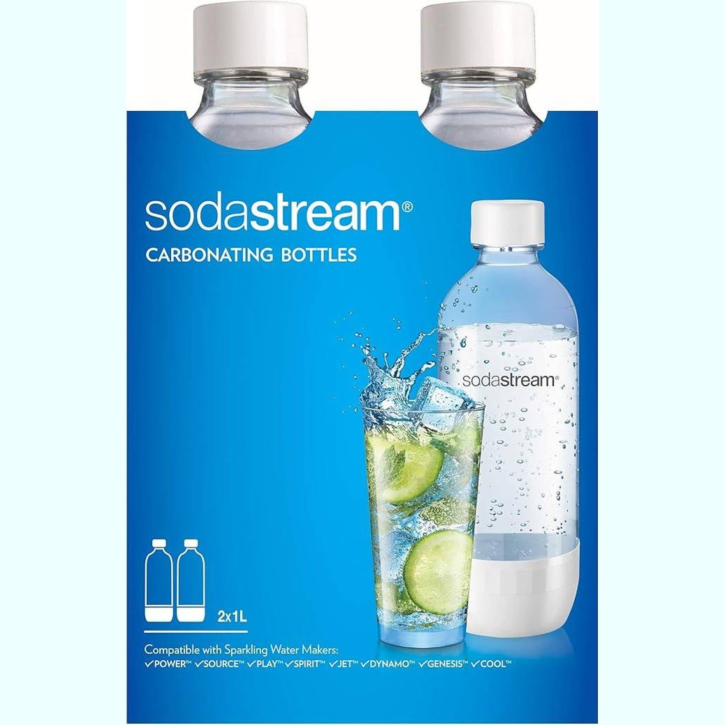 167953 - SodaStream Pako dyshe 1L, e përshtatshme për lavastovilje, shishe e hollë, 2 copë (e bardhë)