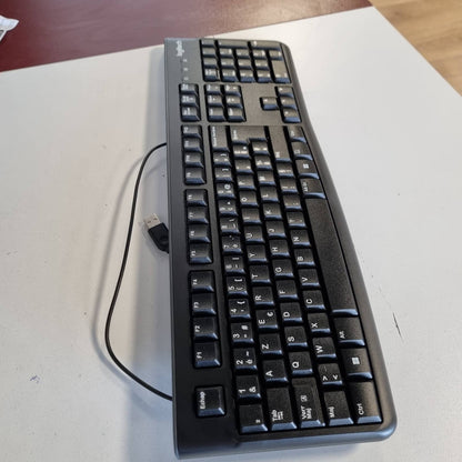 299814 - Logitech Tastierë me Tel K120 për Windows, USB Plug-and-Play, Madhësi Standarde, Rezistente ndaj Derdhjeve, e Përputhshme me PC dhe Laptop, Francez AZERTY, e zezë