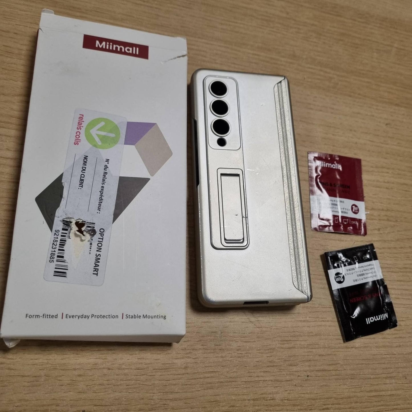 293274 - MIIMALL Mbulesë për Samsung Z Fold 5 me filmë privatësie dhe mbështetje, mbulesë e fortë PC me mente për Samsung Z Fold 5 (Argjend)