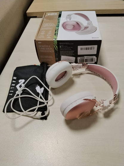 299031 - MARLEY Kufje Pa Tel me Frekuencë Vibrimi Pozitive - Bluetooth, Mikrofon, 34 orë, Izolim Pasiv i Zhurmës, Materiale të Qëndrueshme, Bakër