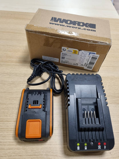 292917 - WORX Bateri origjinale PowerShare WA3601 - Bateri Li-Ion 20V 2000mAh me stacion karikimi - për të gjitha mjetet elektrike dhe pajisjet e kopshtit, kohë karikimi 1 orë