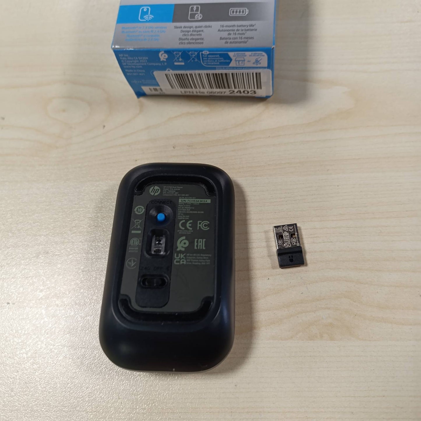 293569 - HP Maus Z3700 - 1200 sensorë optikë - Jetëgjatësia e baterisë deri në 16 muaj - Lidhje 2.4 GHz ose Bluetooth - Gri argjendi