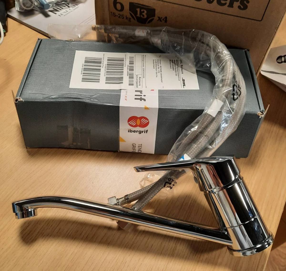 288659 - IBERGRIF Rubinet kuzhine me presion të ulët prej bronzi, rrotullim 360°, i lehtë për t’u çmontuar dhe pastruar, krom, argjend