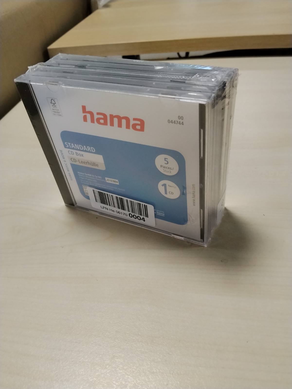 296495 - HAMA MBËSHTJELLËSE BOSH PËR CD, Standarde, Pako me 5 copë, Transparente-e zezë