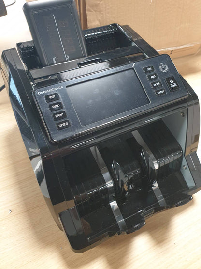 295468 - DETECTALIA Numërues Faturash V20 me Detektim UV/MG/IR/MT/CIS, Ekran me Prekje 4.5", Lexim i Numrit Serial, Numërim i Përzier me Valuta të Shumëfishta (EUR/GBP/CHF/USD/SEK/PLN/TRY/DKK) 1200/Min
