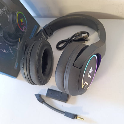 276534 - KRYZENIX Kufje Lojërash Pa Tel PG4 2.4GHz për PS4, PS5, PC, Mac, Switch, 48H me Mikrofon që Anulon Zhurmën, Kufje Bluetooth Pa Tel me Drita LED, Tingull Rrethues, të Zeza
