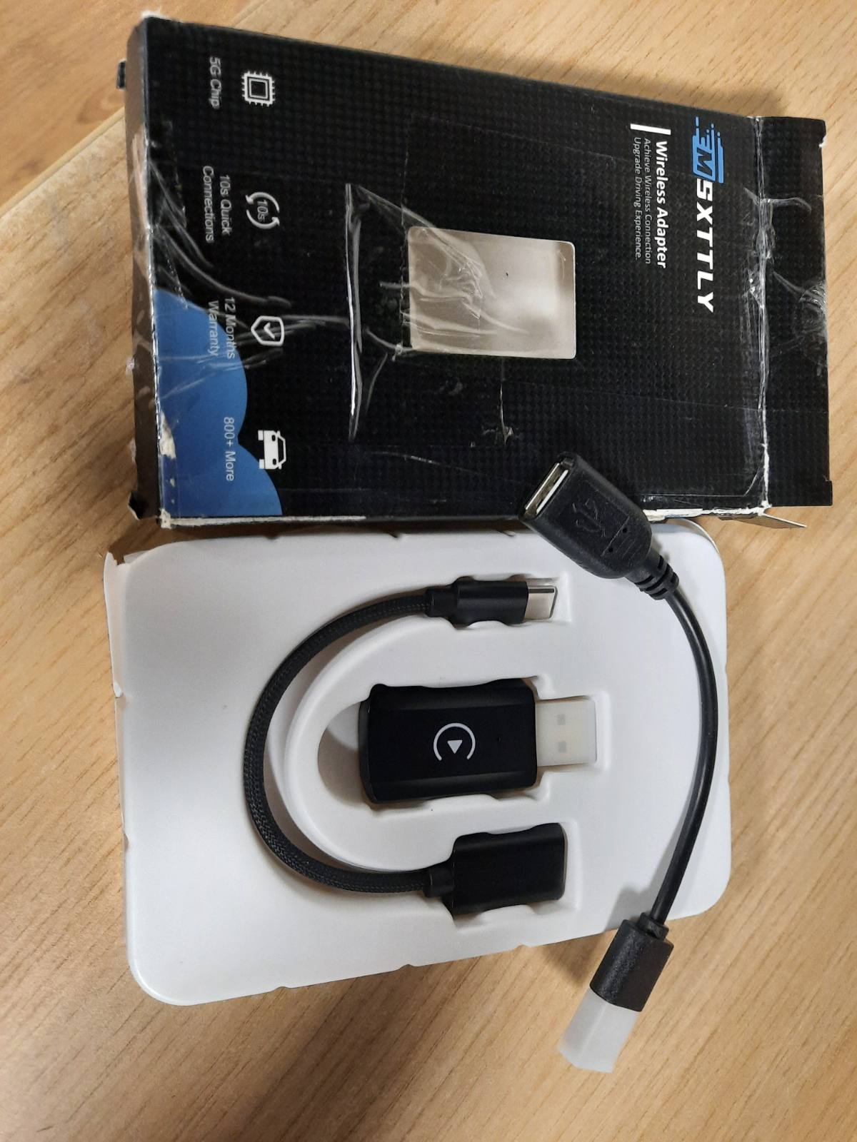 310077 - MSXTTLY Adaptues pa tel CarPlay U2C-AIR 3.0 për automjete me CarPlay, mbështet iPhone iOS 10+, Wi-Fi 5 GHz, USB-C/A, i zi