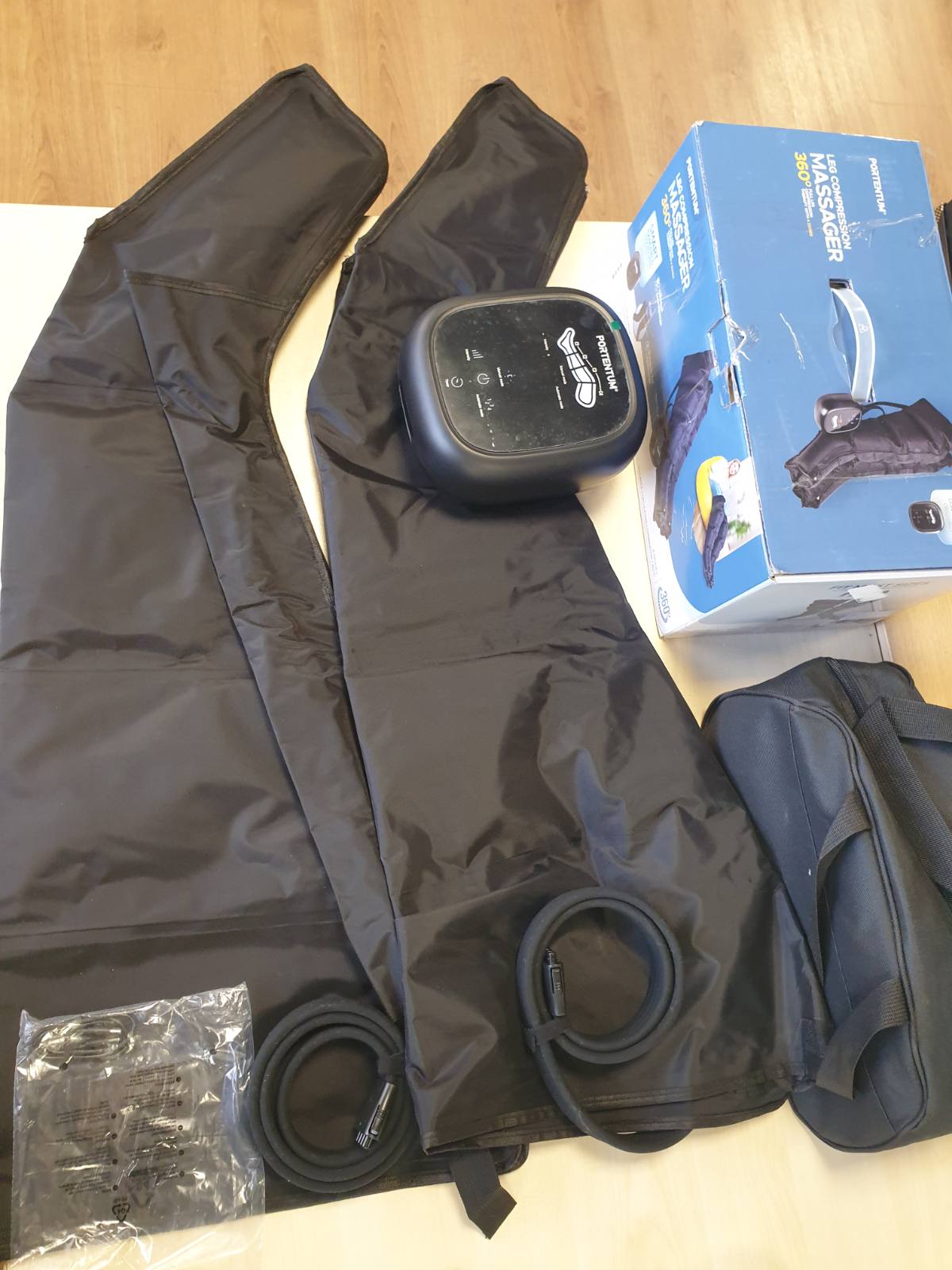 301566 - PORTENTUM Pajisje për Kullimin Limfatik - Masazhues Këmbësh me Bateri të Rikarikueshme, 8 Mënyra, 3 Intensitete, Telekomandë me Ekran LCD, USB-C