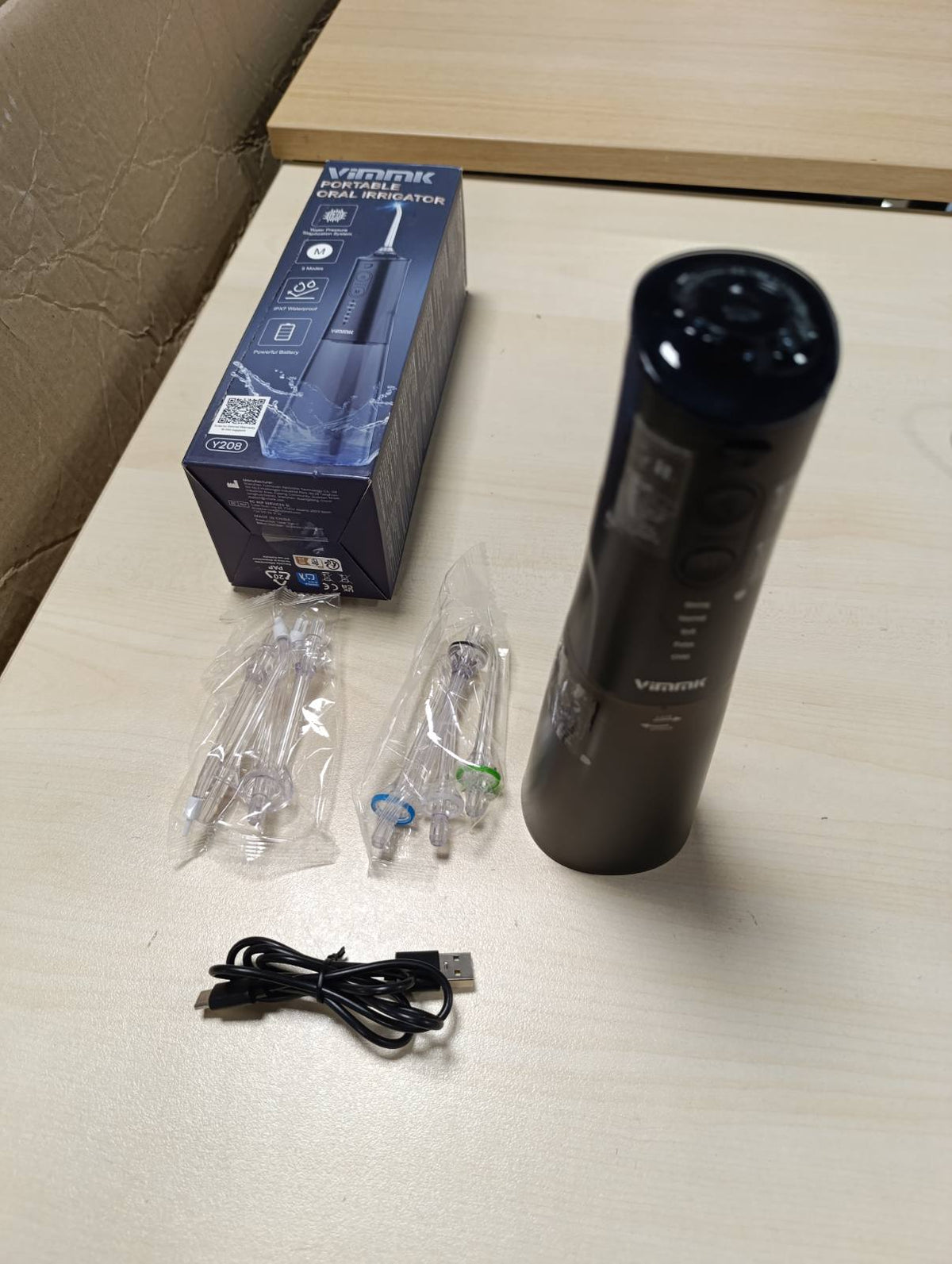 316194 - VIMMK Ujitës Oral Portativ, Ujitës Dentar Profesional Pa Tel me 8 Gryka dhe 5 Mënyra, IPX7, 300ML USB-C i Rikarikueshëm
