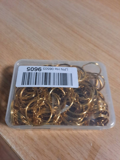 299946 - AIQINU - 100 copë Unaza çelësash 25 mm me zinxhir, Varëse çelësash për punë vetë dhe hobi - Ari