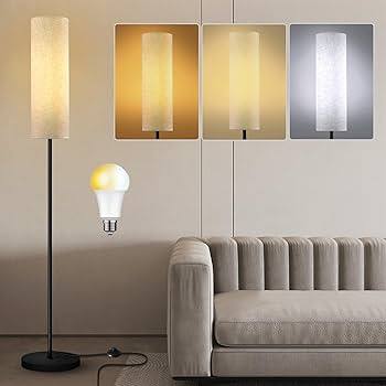 235565 - HZITCIGM Llambë Dyshemeje LED Moderne 12W E27 me 3 Temperatura Ngjyrash, 175 cm, me Errësim dhe Perde Liri