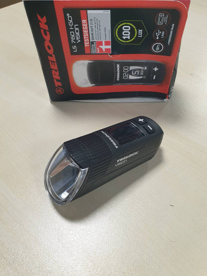 292191 - TRELOCK LS 760 I-Go Vision Dritë Biciklete, 100 Lux, E rikarikueshme me USB, 5 Modalitete Drite, Diapazon Dukshmërie 120 m