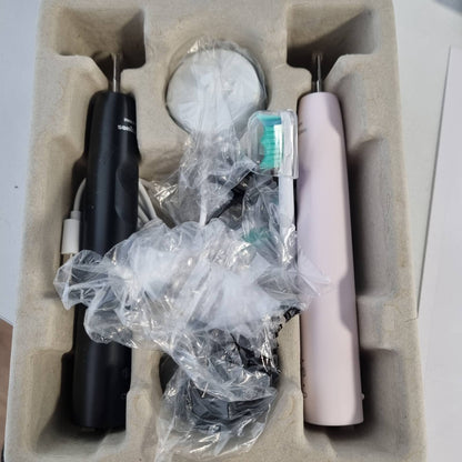 300311 - PHILIPS Furçë dhëmbësh elektrike Sonicare 3100, furçë dhëmbësh sonike, kontroll presioni dhe kohëmatës, Sugar Rose dhe Black, pako me dy pjesë, modeli HX3675/15