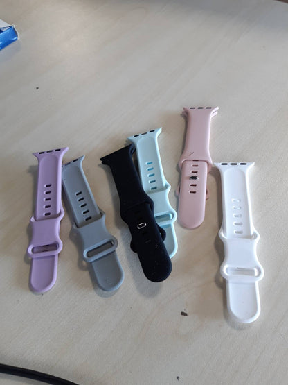 274267 - AMSKY Set me 6 rripa silikoni për orën, i pajtueshëm me rripat e Apple Watch 40mm, 44mm, 42mm, 46mm, 41mm, 45mm, 38mm dhe 49mm, për burra dhe gra, Sport i pajtueshëm me seritë Apple Watch 11, 10, 9, 8, 7, 6, 5, 4, SE, 3, 2 dhe 1
