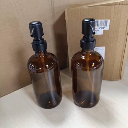 294027 - EUQVUNN Pako me 2 Dispenser Sapuni prej Qelqi të Artë, Dispenser Sapuni i Rimbushshëm 500ml