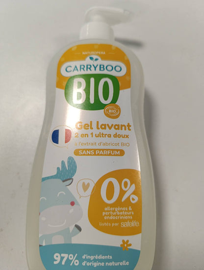 301387 - CARRYBOO Xhel Pastrues 2 në 1 - 500ml - Ultra i butë me Ekstrakt Organik Kajsie - Shishe me Pompë