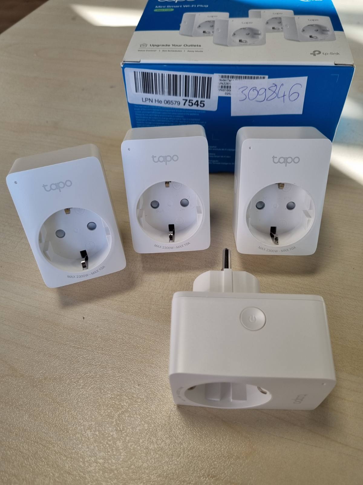 309846 - TAPO Prizë inteligjente WiFi P100, e pajtueshme me Alexa dhe Google Home, telekomandë përmes aplikacionit Tapo, 10A, 2300W, pako me 4 copë