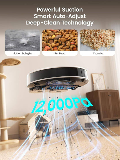 188655 - LEFANT Fshesë me korrent dhe mop robot M3, thithje 12,000 Pa, stacion lidhjeje shumëfunksional, mopa të dyfishta rrotulluese (200 RPM), navigim dToF, shmangie pengesash PSD, kohëzgjatje pune 220 minuta, 30 cilësime të nivelit të ujit