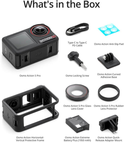 158405 - DJI Osmo Action 5 Pro Standard Combo, Kamerë Aksion 4K për Përdorim të Përditshëm | Sensor 1/1.3″, Video 4K/120fps, Gjurmim Subjektesh, Stabilizim, Ekrane me Prekje OLED të Dyfishtë, Rezistent ndaj Ujit, për Sporte dhe Vlogime