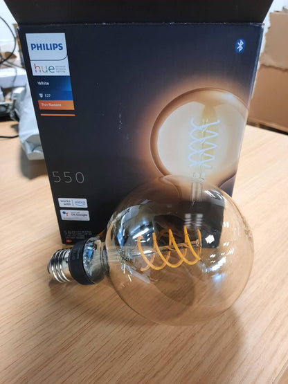 218082 - PHILIPS HUE Llambë me Filament E27 Vintage, Bluetooth, Glob, Funksionon me Alexa, Google Assistant, Apple HomeKit