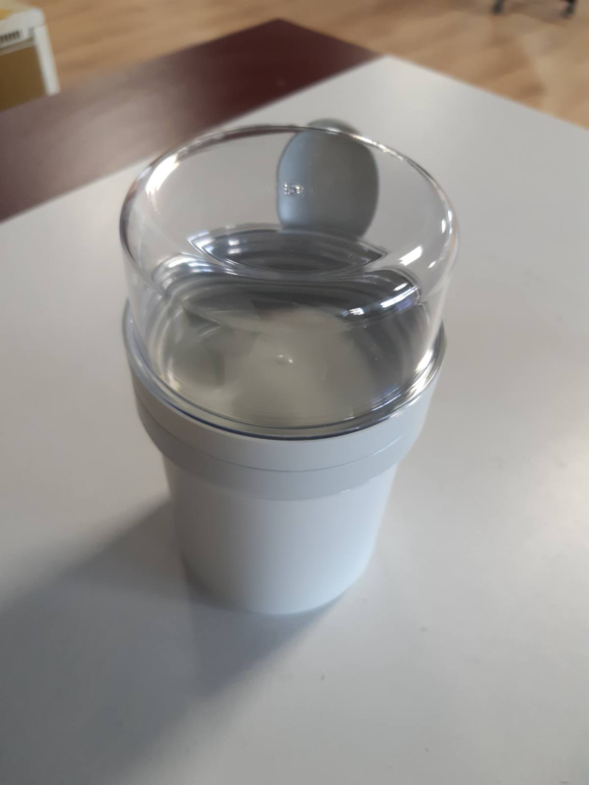 294503 - SWKIEN Filxhan Musli për të Marrë me Vete 450ml+250ml, me Lugë, i Papërshkueshëm nga Rrjedhja, Gri e Çelët