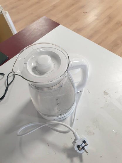 277445 - RUSSELL HOBBS Çajnik qelqi elektrik pa tel 1.7L, 3KW, filtër kundër gëlqeres, kapak i heqshëm, blu (26081)