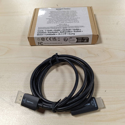 277219 - Amazon Basics Kabllo DisplayPort në HDMI, unidireksional, 1080p, 1920 x 1200, 4K në 60 Hz, 1.8 m, lidhës i veshur me ar