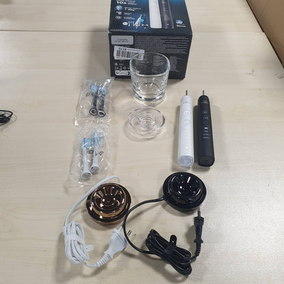 315039 - PHILIPS Furçë dhëmbësh elektrike Sonicare DiamondClean 9000, pako me dy pjesë, furçë dhëmbësh sonike me aplikacion, sensor presioni, 4 mënyra pastrimi, 3 nivele intensiteti, ari i zi dhe rozë, modeli HX9914/61