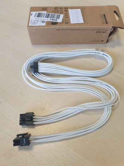 295999 - CORSAIR Kabllo PSU Elite Premium Type 4 me mëngë individuale 2x 8-Kin në PCIe 12V-2x6 600W, Dizajn Paracord me rrjetë me tre shtresa, i bardhë