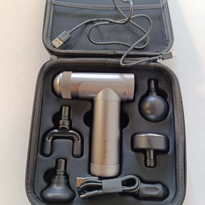 300298 - TERRAILLON MASAZHUES MUSKUJSH, pistoletë masazhi, 3 shpejtësi 1800-3200 RPM, 5 maja silikoni, USB-C, përfshin çantë mbajtëse