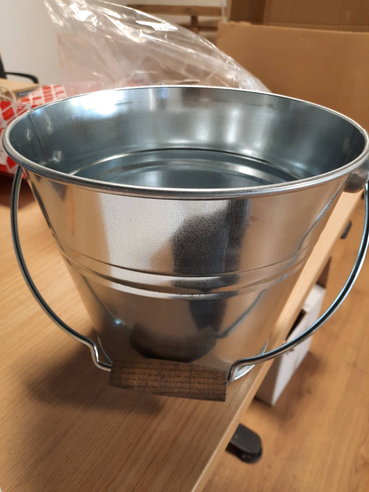 288931 - GUILLOUARD Kovë me Kapak 5 L – Çelik i Galvanizuar, Dorezë Druri, Kovë Metalike Vintage - 080650