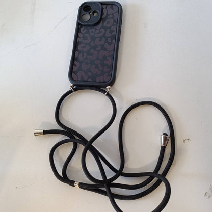 277100 - XYLOTA Mbrojtëse me Lidhëse për iPhone 16 6.1'', Mbrojtëse Estetike me Rrip të Rregullueshëm të Qafës, Litar i Butë Silikoni, Mbrojtje e Kamerës, Mbrojtëse Parakolpi me Model, Leopard