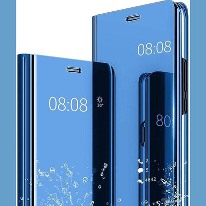 274020 - YSNZAQ Mbrojtëse për Xiaomi Redmi Note 10 5G, Bookstyle me Mirror Makeup Clear Smart View, e palosshme, rezistente ndaj goditjeve, Blu pasqyrë
