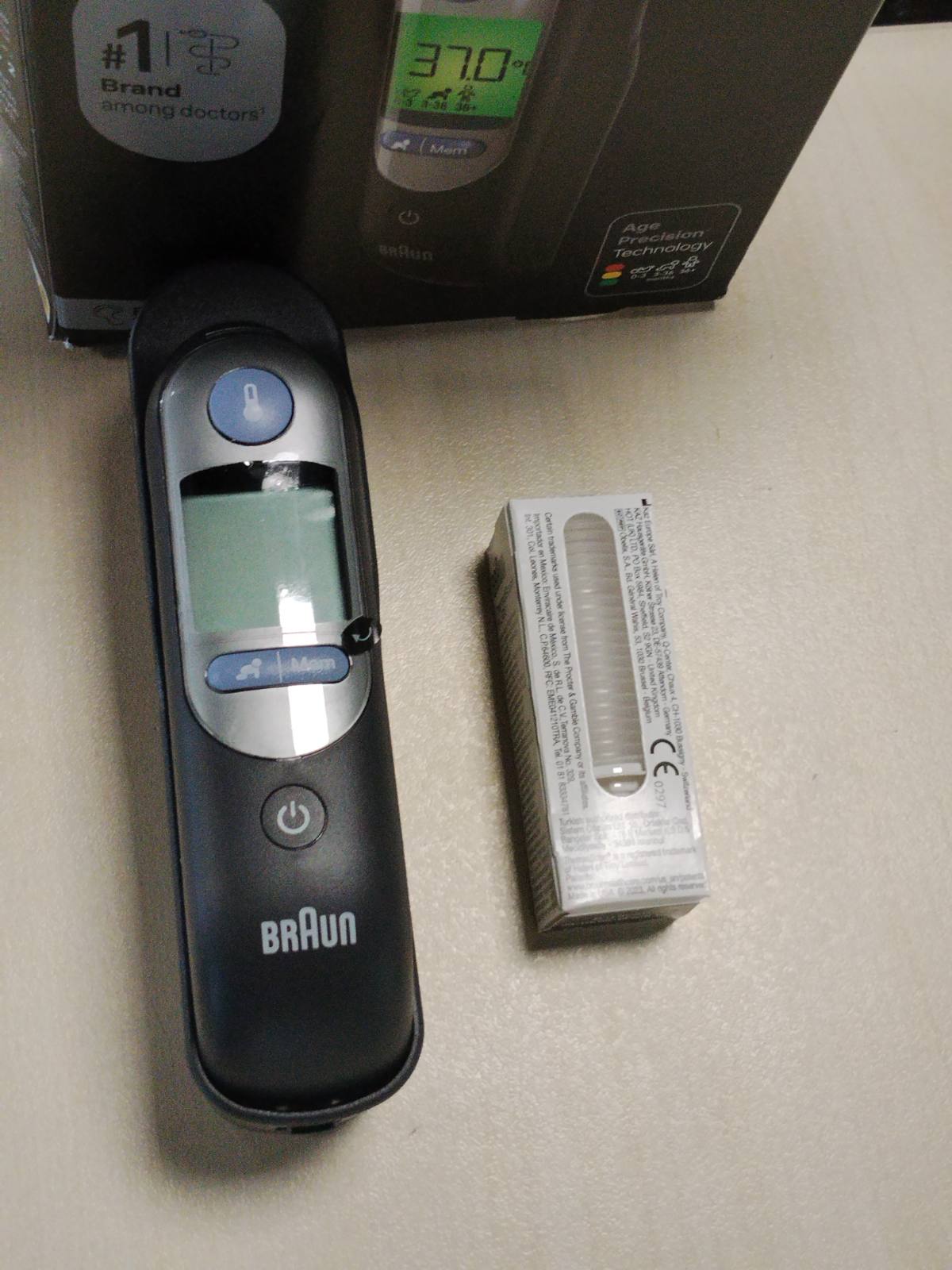 307292 - BRAUN Termometër veshi ThermoScan 7, Teknologjia e saktësisë së moshës, Ekran dixhital me kodim ngjyrash, I përshtatshëm për foshnjat dhe fëmijët e vegjël