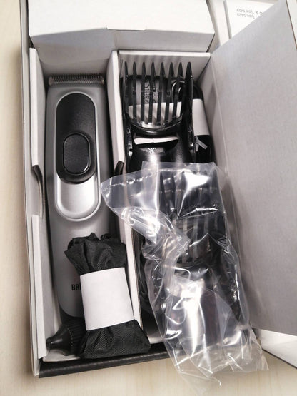 274952 - BRAUN Makinë prerëse flokësh pa tel HC7590, gri, 17 cilësime gjatësie, jetëgjatësi baterie 50 minuta, rezistente ndaj ujit, përfshin 5 aksesorë shtesë, tehe ultra të mprehta