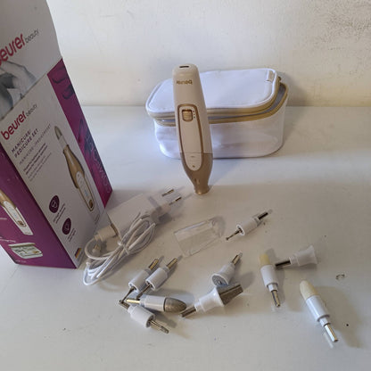 275010 - BEURER Set Manikyr/Pedikyr MP 64, Set Elektrik për Kujdesin e Thonjve, 10 Shtojca, me Dritë LED, Një Madhësi, E Bardhë dhe e Artë