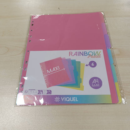 274740 - VIQUEL Pako me 6 Ndarës Plastikë Pastel Ylber, Madhësi Maxi (24.5x30.5cm)
