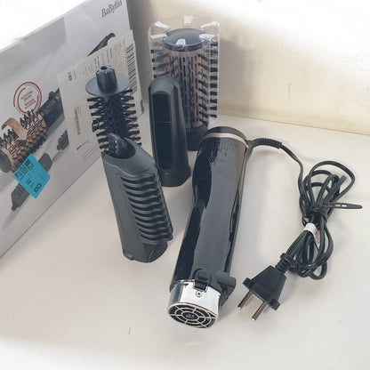 301691 - BABYLISS Furçë rrotulluese për tharëse flokësh për tharje, drejtim dhe stilim, Funksion jonik, me 4 aksesorë të ndërrueshëm, e zezë, AS200E
