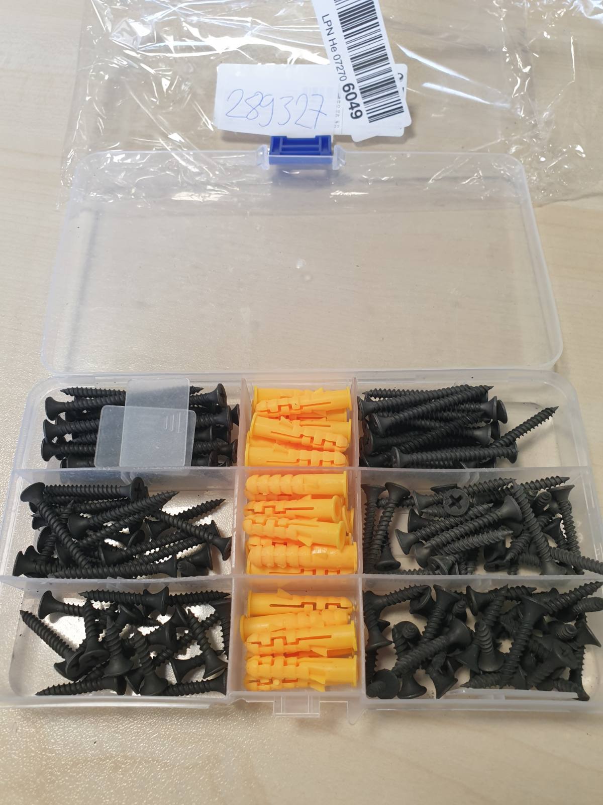 289327 - KISSRAL 140 copë Vida me fileto të plotë + 30 Vida plastike për tub zgjerimi, Vida çeliku inox për dërrasa druri me kokë të zhytur, të zeza