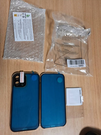 273846 - Mbështjellëse për iPhone 12 Pro, Metal me Adsorbim Magnetik, Xham i Temperuar përpara dhe prapa, 360 gradë, 6.1 inç, Ari