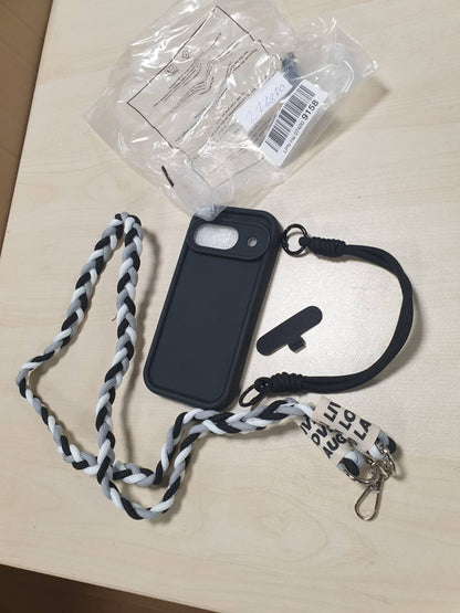 276870 - AICISINGN Mbulesë Telefoni për Google Pixel 9, me Rrip dhe Rrip Byzylyku, Mbulesë Mbrojtëse TPU e Butë e Zezë, për Google Pixel 9