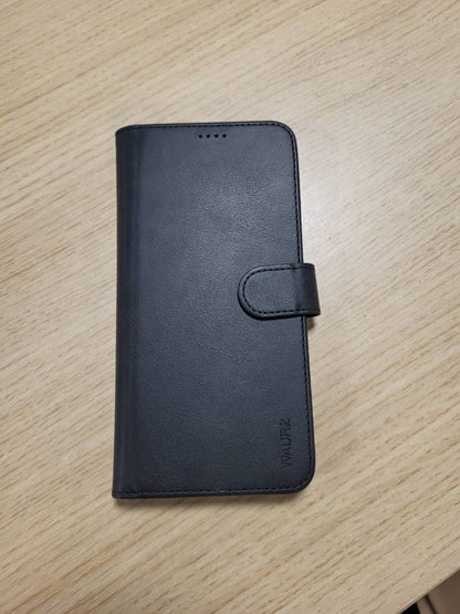 274533 - WAURZ Mbrojtëse Portofol për Xiaomi Redmi Note 15 4G/5G, me Kthesë dhe Mbajtëse Kartash, Qese Lëkure, e zezë